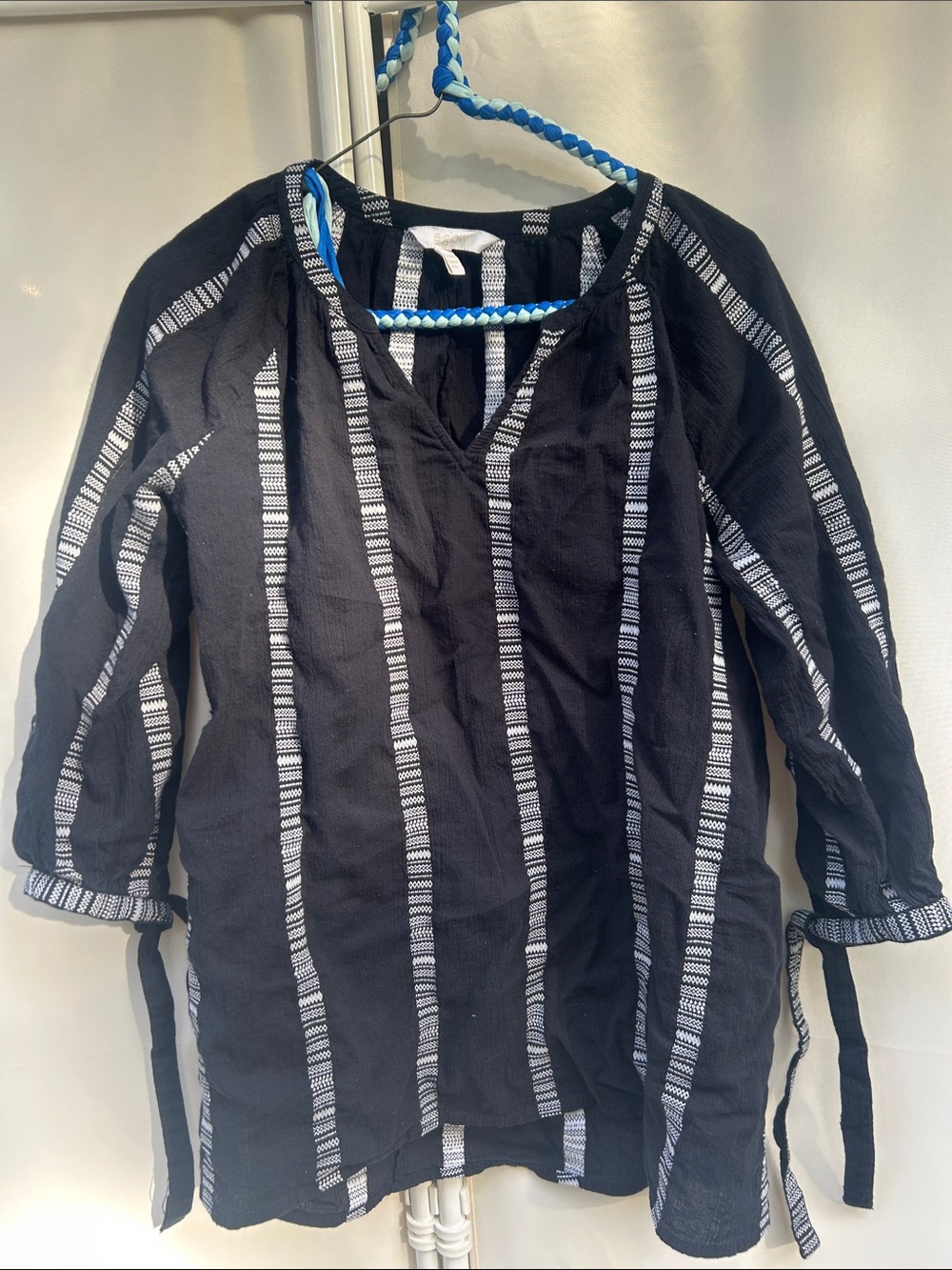 a:glow Black Tunic with White Vertical Stripes